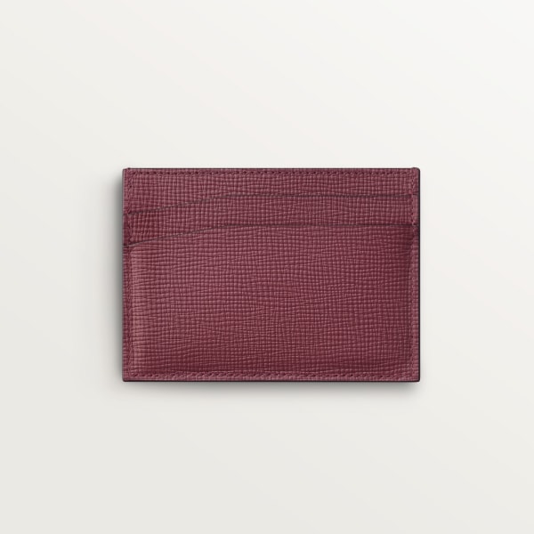 Cartier Losange系列双层卡片夹 酒红色粒纹小牛皮，镀金饰面，酒红色珐琅