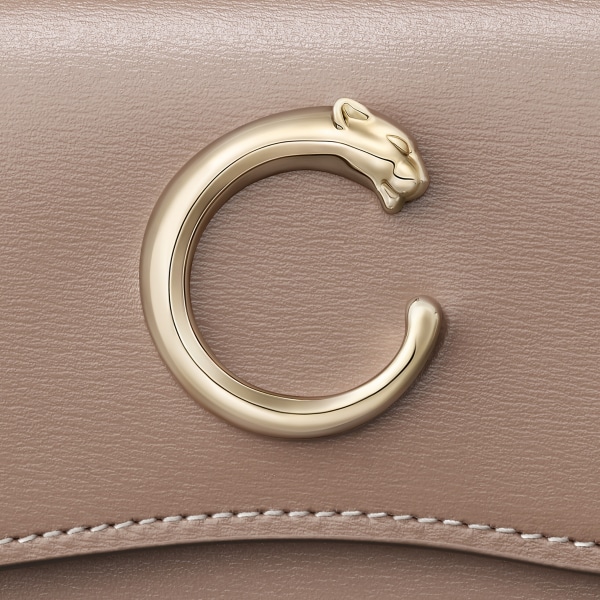 Mini wallet, Panthère C de Cartier Clay-coloured grained calfskin, golden finish