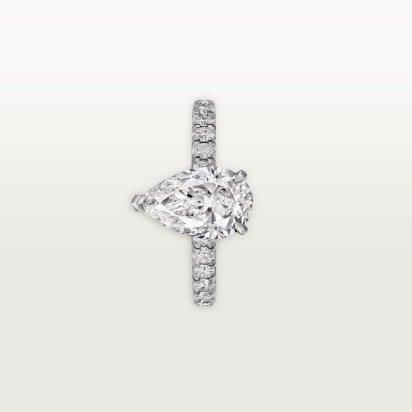 1895 solitaire, pear-cut diamond, paved  Platinum, diamonds