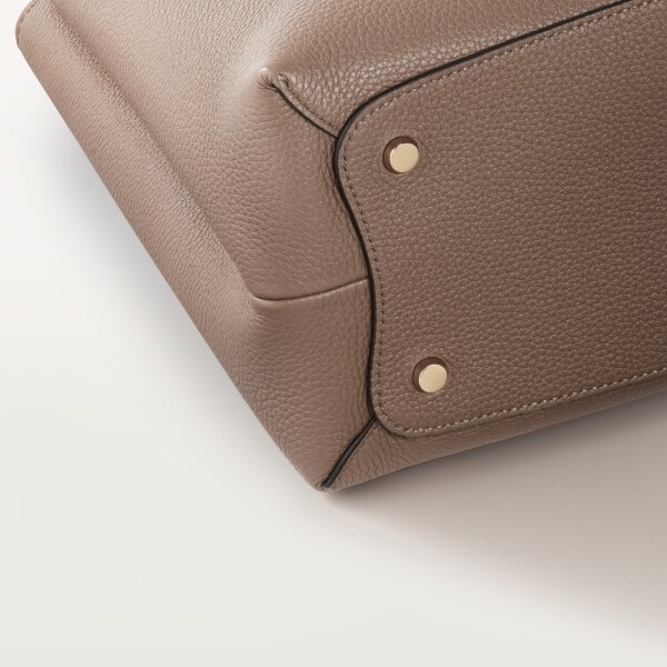 Medium model handle bag, Panthère Double de Cartier Clay-coloured grained calfskin