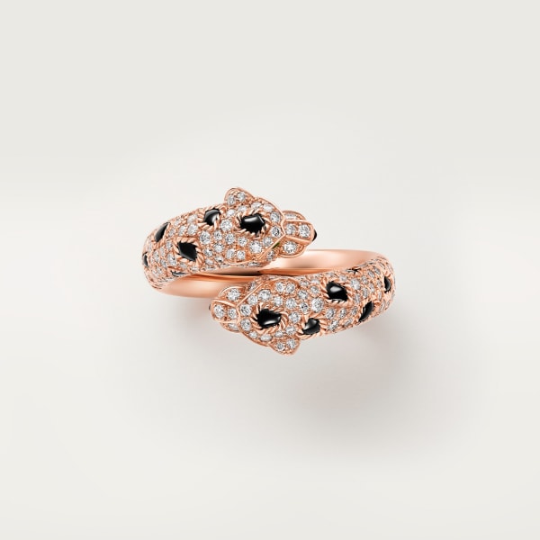 Panthère de Cartier ring Rose gold, diamonds, onyx, emeralds