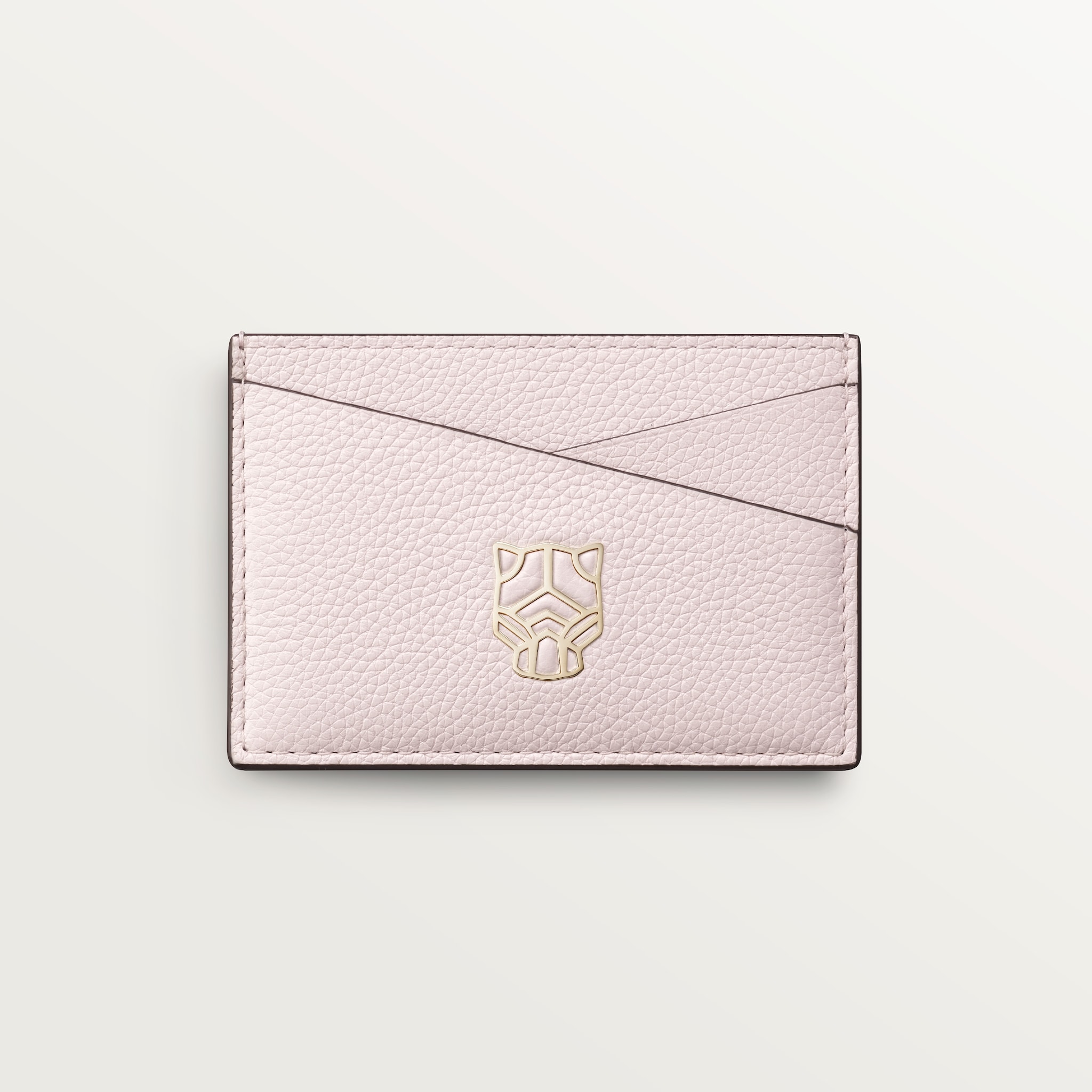Simple card holder, Panthère Graphique de CartierPetal pink grained calfskin, golden finish