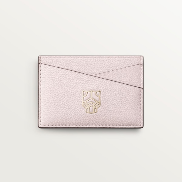 Simple card holder, Panthère Graphique de Cartier Petal pink grained calfskin, golden finish