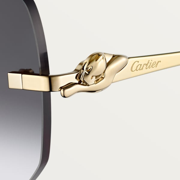 Panthère de Cartier sunglasses Smooth golden-finish metal, grey lenses