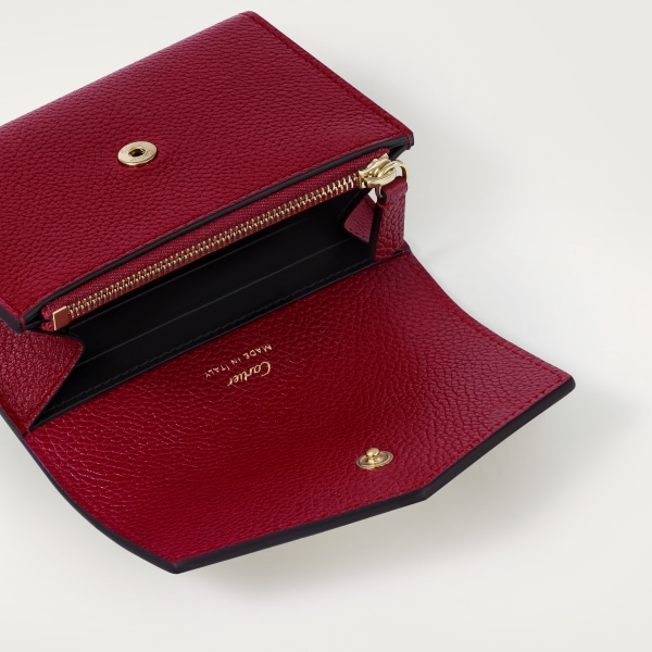 Mini wallet, Panthère de Cartier Burgundy calfskin, golden finish