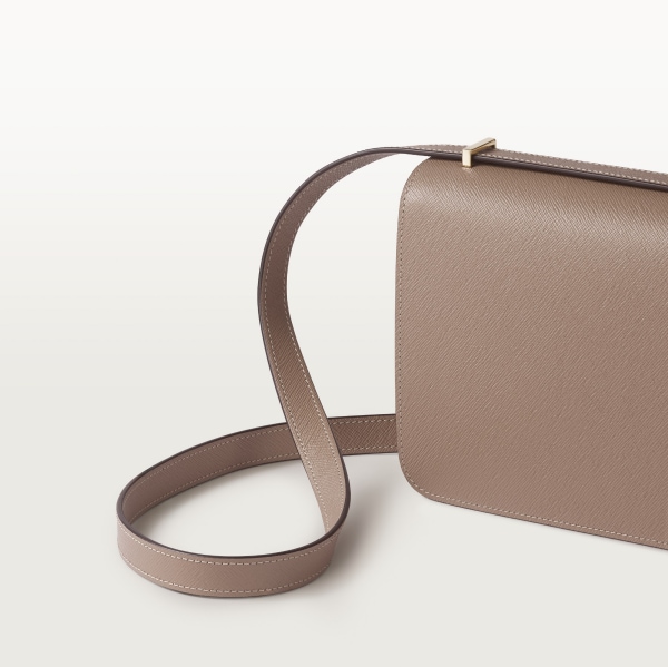 Mini model shoulder bag, C de Cartier Clay-coloured textured calfskin, golden finish