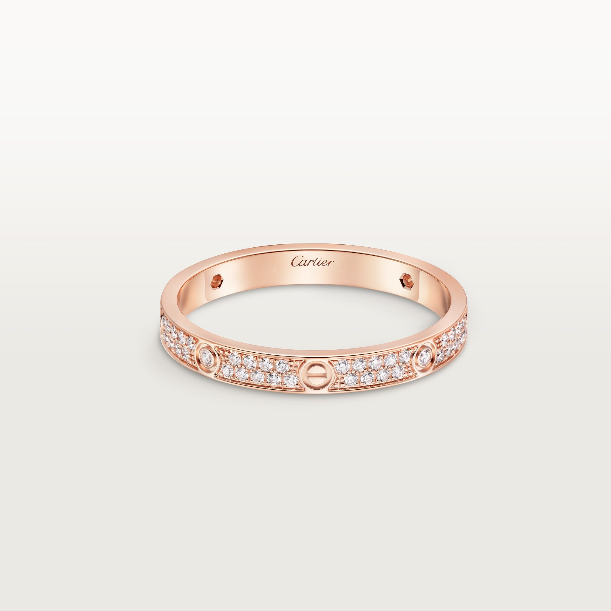 Love ring, mini model, paved, 4 diamondsRose gold, diamond
