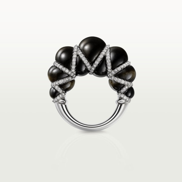 Cartier Libre Tressage ring, obsidian, diamonds Platinum, obsidians, diamond