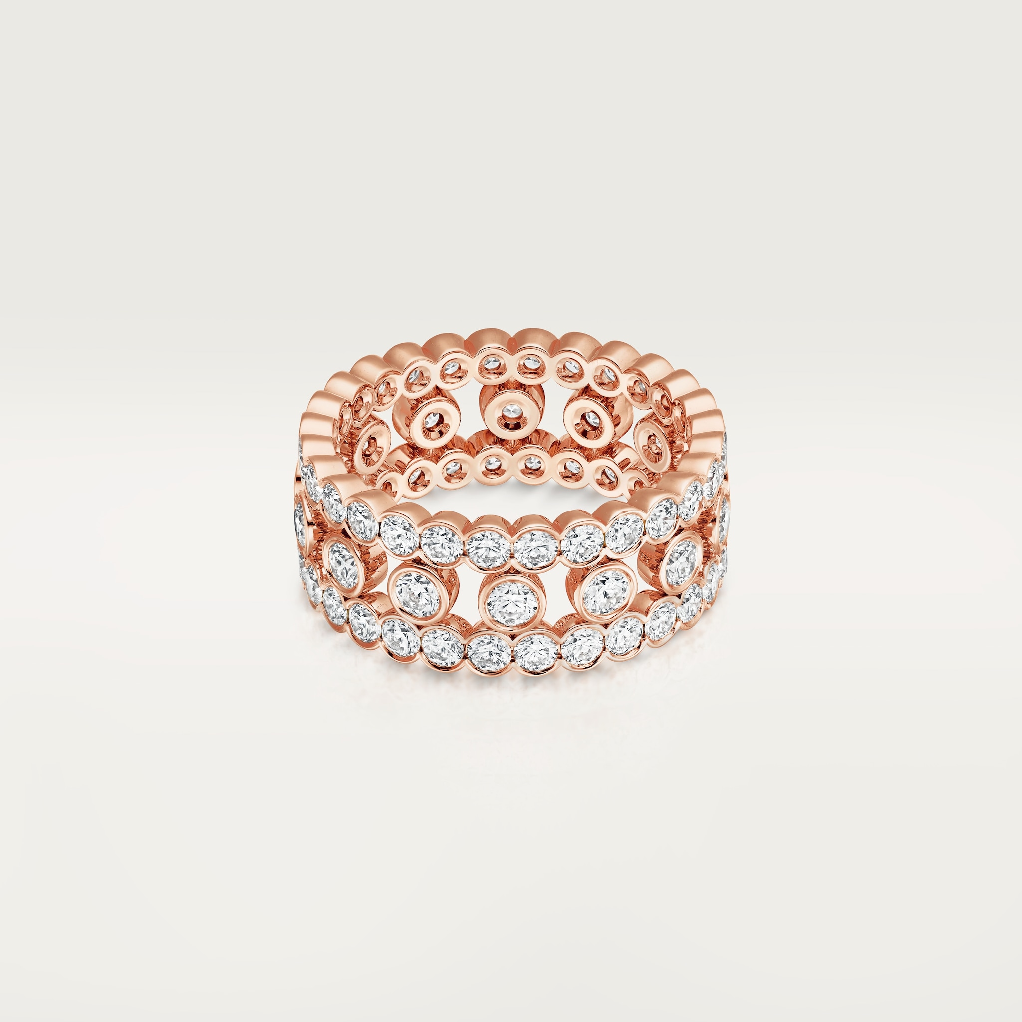 Broderie de Cartier ring, triple row, diamondsRose gold, diamonds
