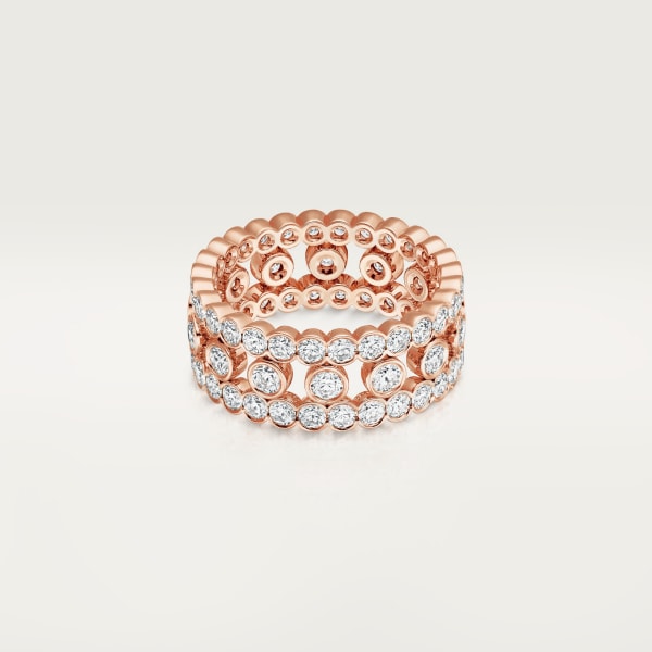 Broderie de Cartier ring, triple row, diamonds Rose gold, diamonds