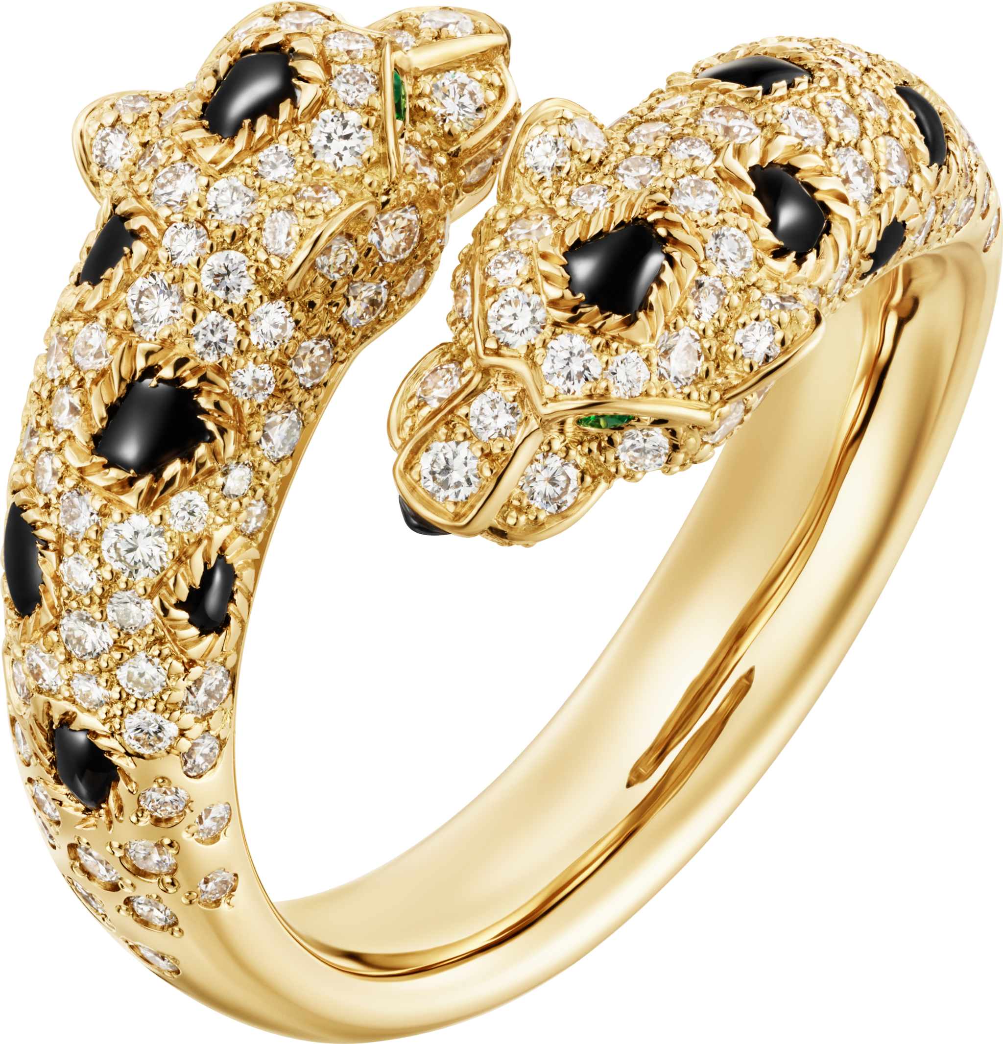 Panthère de Cartier ringYellow gold, diamonds, onyx, emeralds