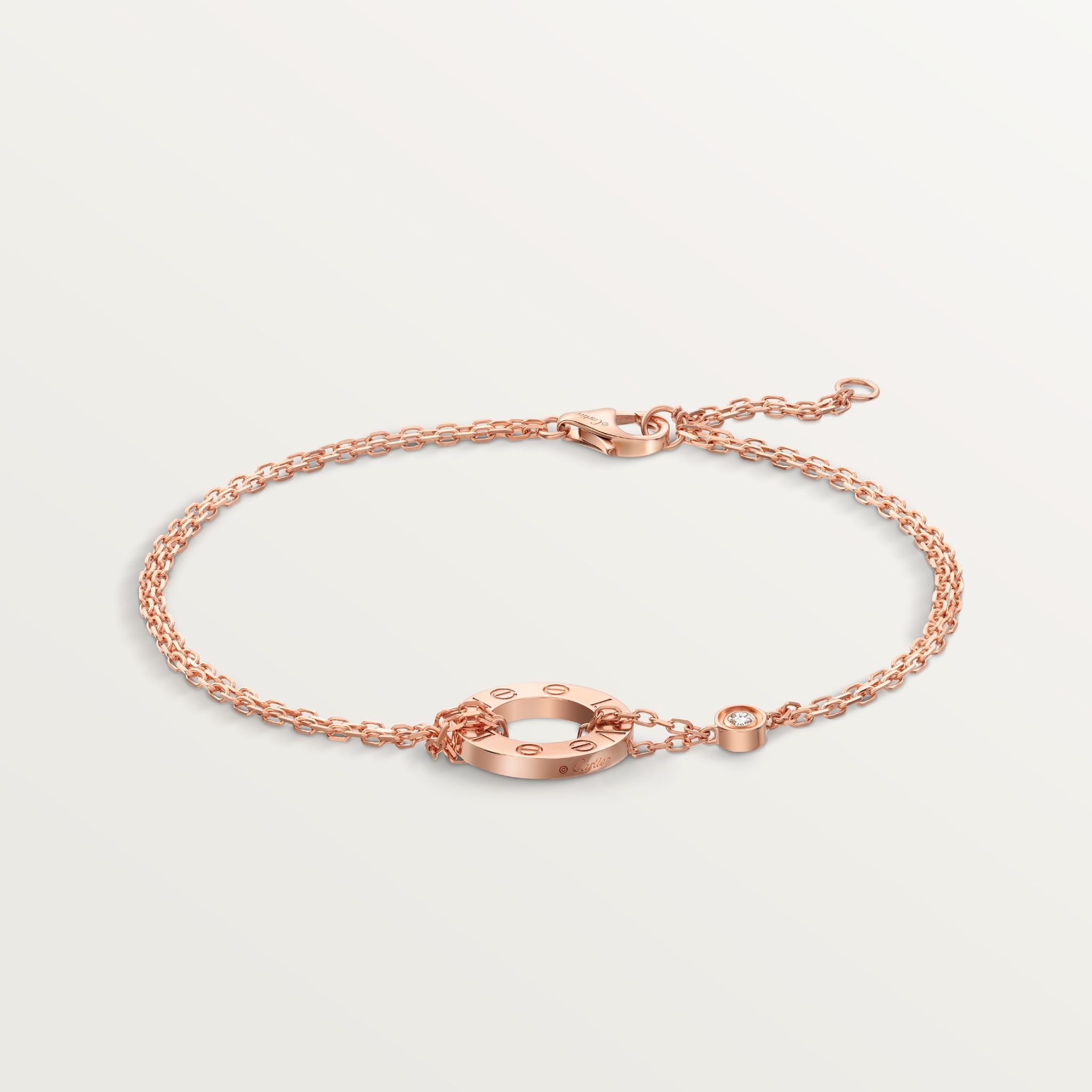 Love bracelet, on chain, 2 diamondsRose gold, diamonds