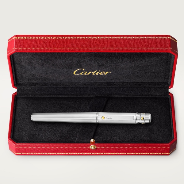 Santos de Cartier fountain pen Large model, engraved metal, yellow gold, palladium and gold finish