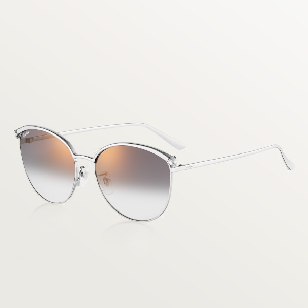 Panthère de Cartier Sunglasses Smooth platinum-finish metal, grey lenses