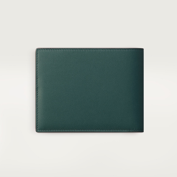 6 credit card compact wallet, Must de Cartier Pine green calfskin, palladium finish