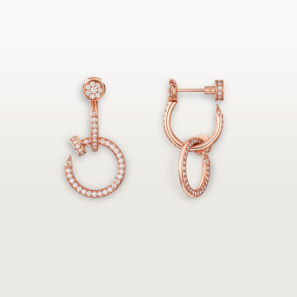 Juste un Clou earrings, double, semi-paved Rose gold, diamonds