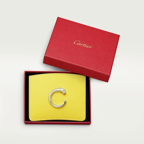 Panthère de Cartier卡片夹 黄色小牛皮，镀钯饰面