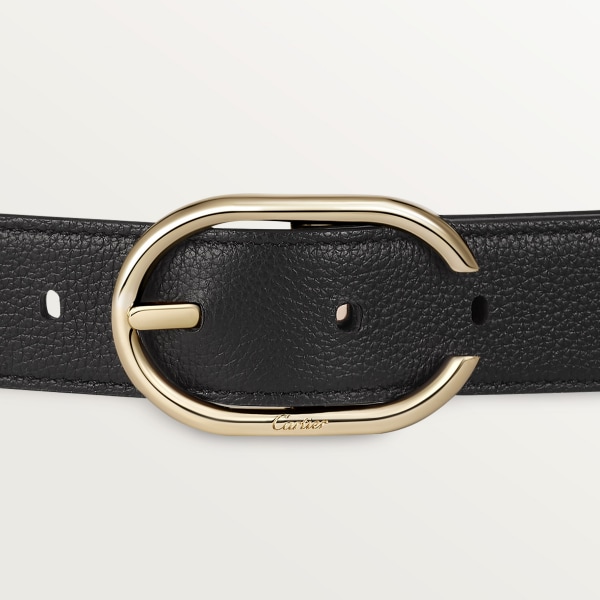 Belt, Capital C Black/burgundy cowhide, golden-finish buckle