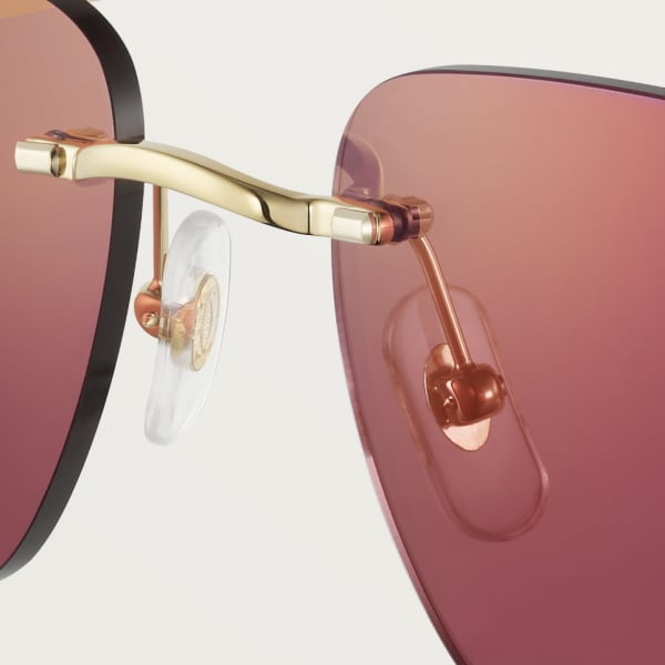 Signature C de Cartier sunglasses Smooth golden-finish metal, burgundy lenses