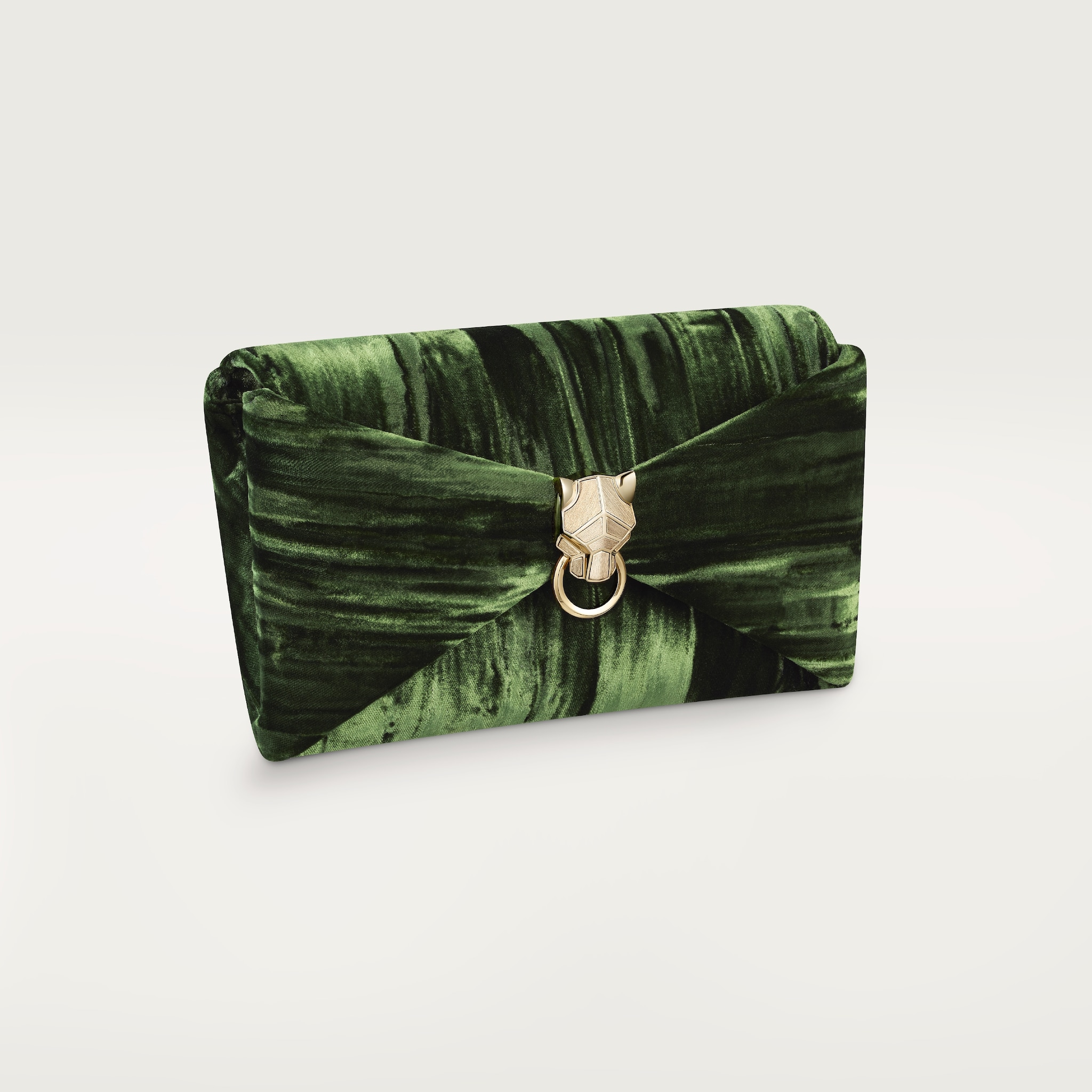 Chain pouch, Panthère Graphique de CartierGreen pleated velvet, golden finish