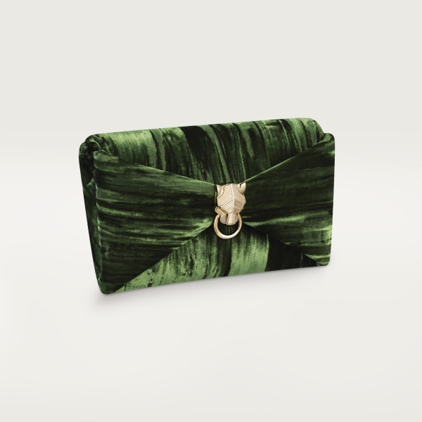 Chain pouch, Panthère Graphique de Cartier Green pleated velvet, golden finish