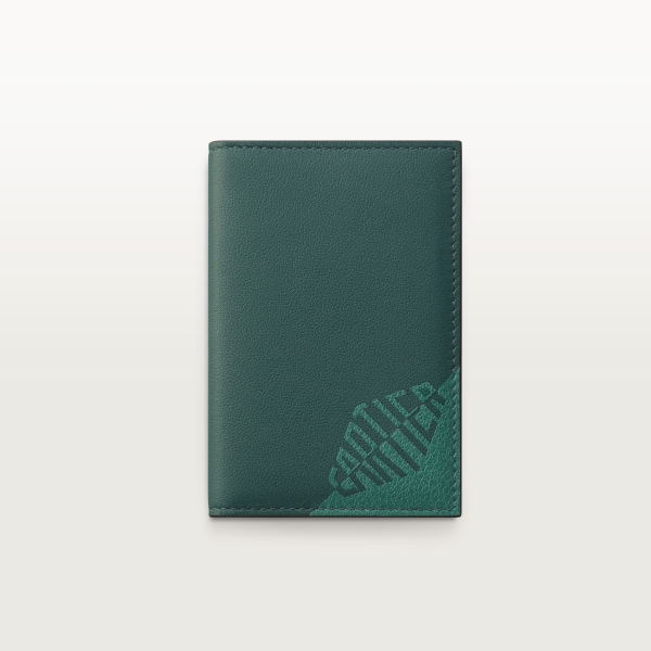 Four-credit card holder, Cartier Losange Shadow Pine green and green calfskin