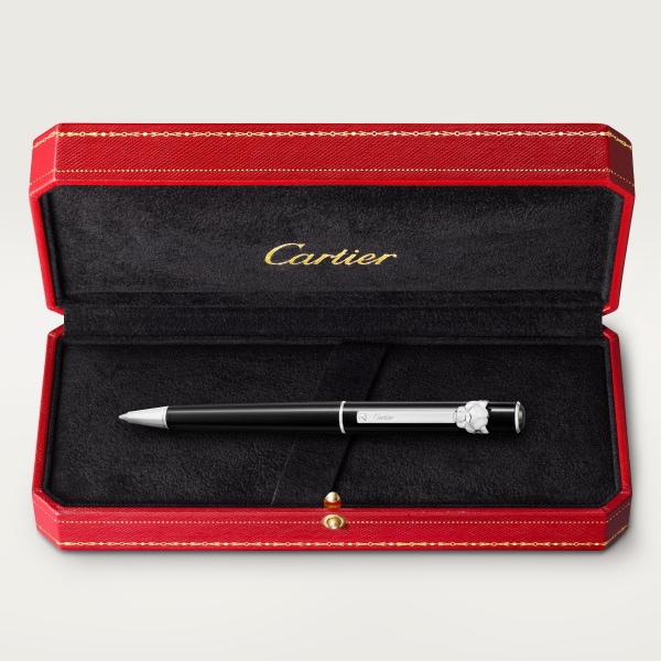 Panthère de Cartier ballpoint pen Small model, black lacquer, palladium finish