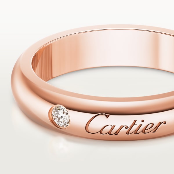 C de Cartier wedding ring, width 4 mm, 1 diamond Rose gold, diamond