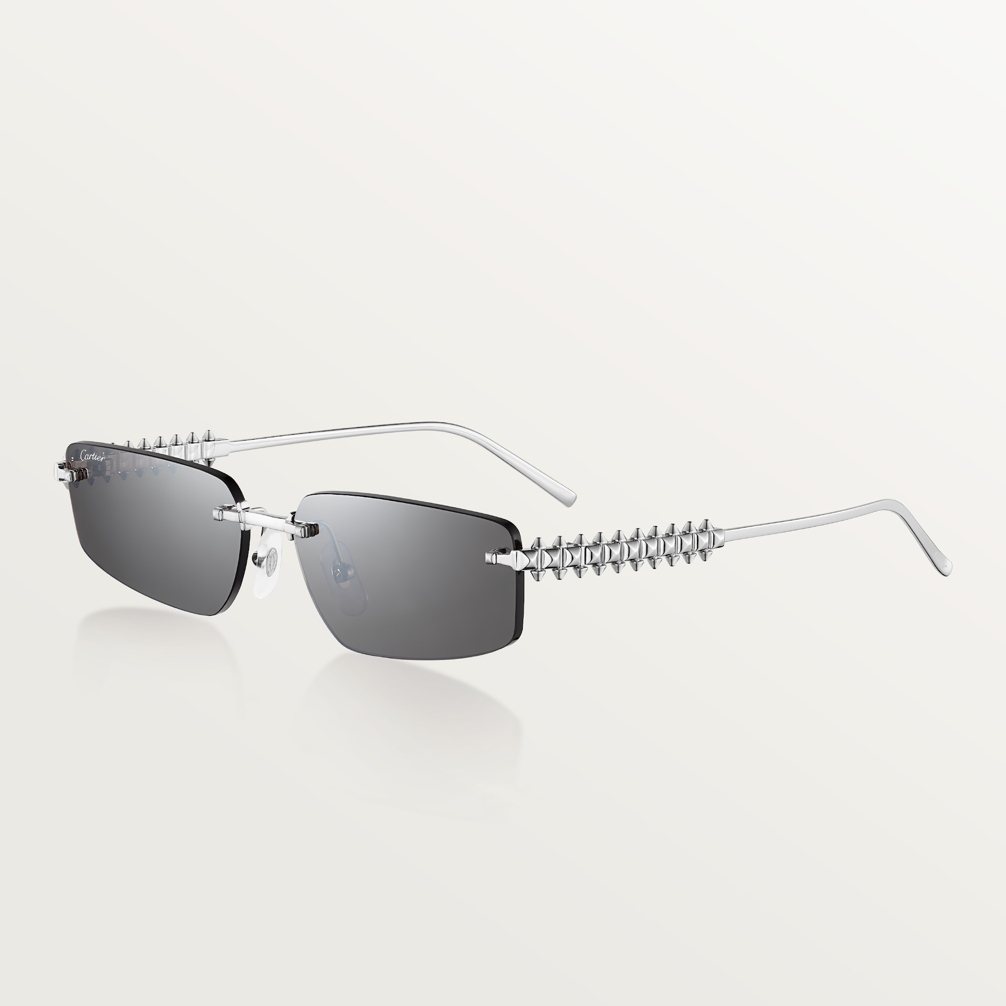 Clash de Cartier SunglassesSmooth platinum-finish metal, grey lenses