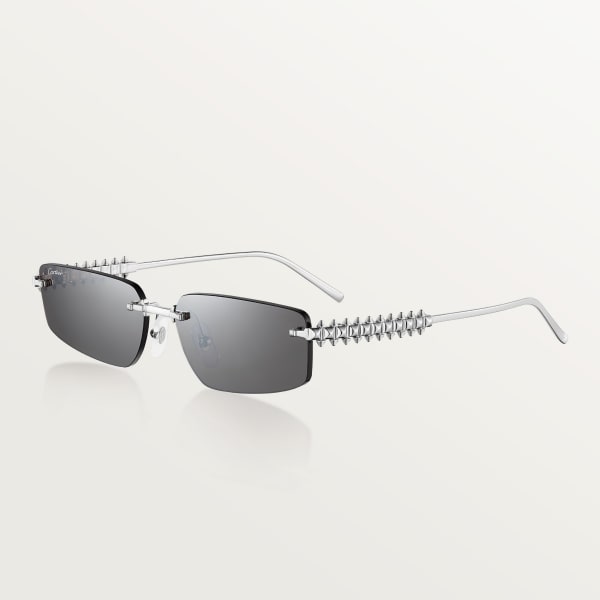 Clash de Cartier Sunglasses Smooth platinum-finish metal, grey lenses