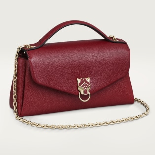 Nano model chain bag, Panthère Graphique de Cartier Burgundy grained calfskin, golden finish