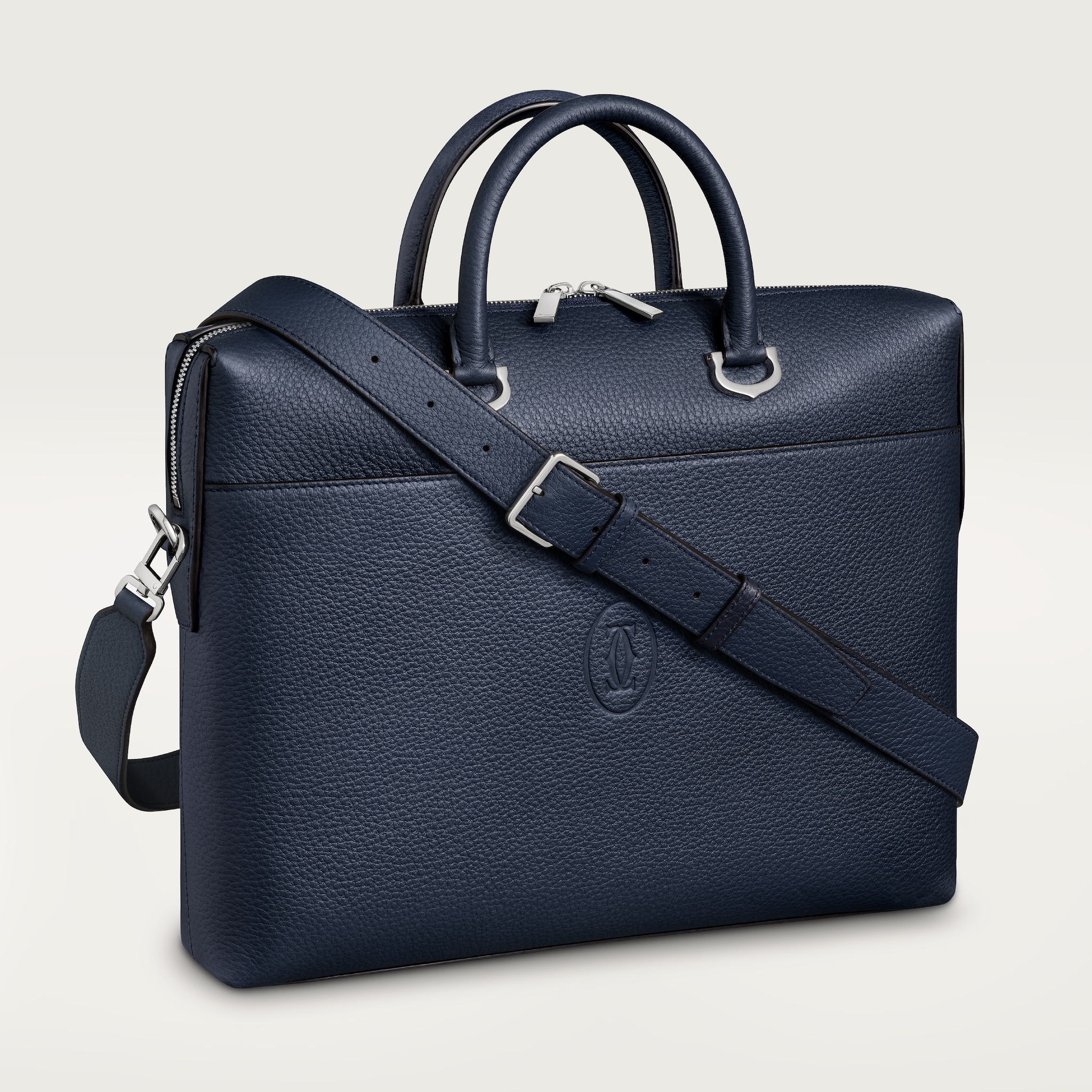 Document holder small model, Must de CartierNavy blue calfskin, palladium finish
