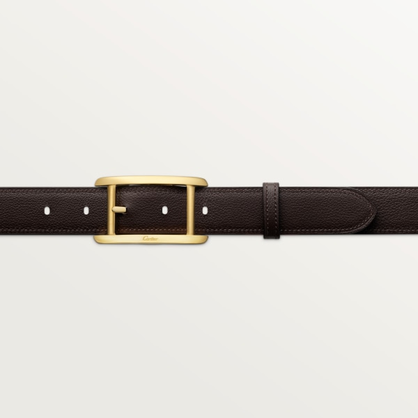 Tank Américaine belt Black and brown cowhide, golden finish 