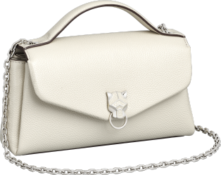 Nano model chain bag, Panthère Graphique de Cartier Salt white grained calfskin, palladium finish