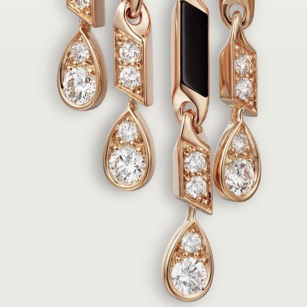 Panthère de Cartier耳环 玫瑰金，缟玛瑙，祖母绿，钻石