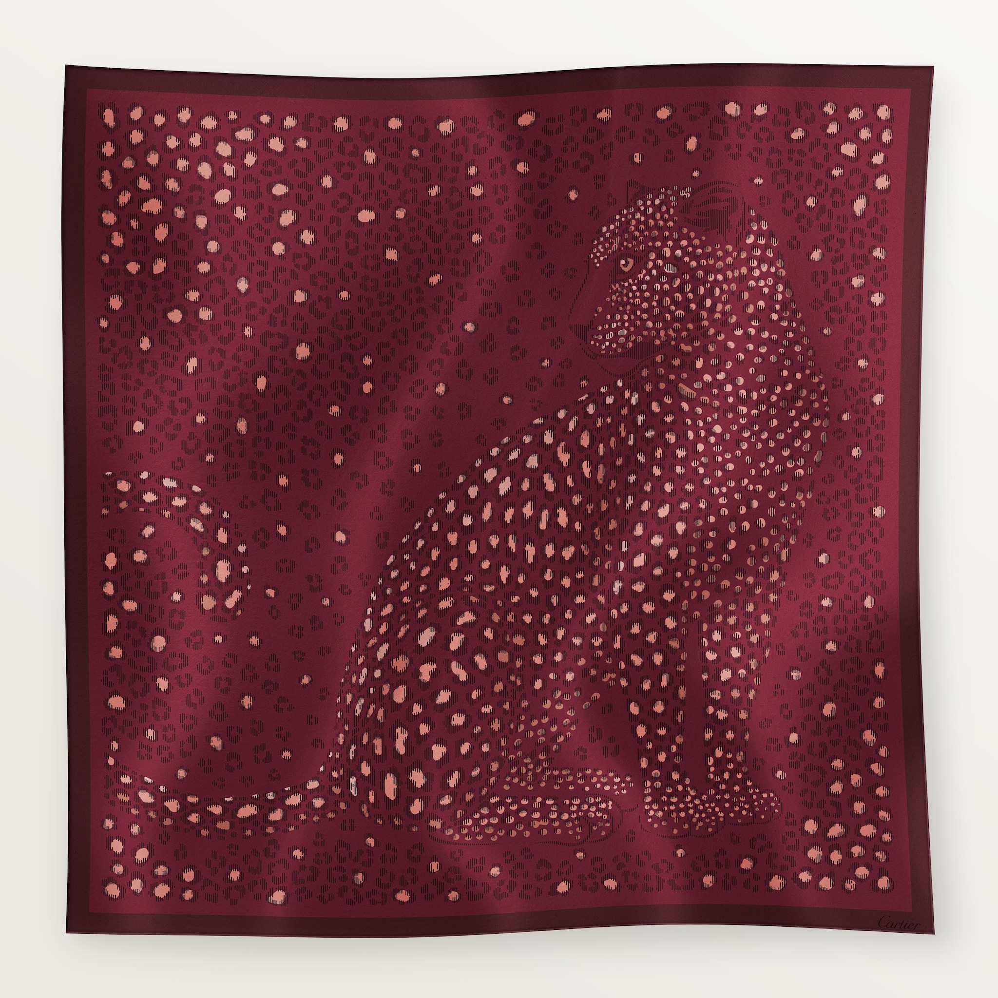 90 scarf, Panthere dotsGrape silk twill