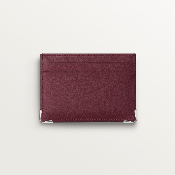 Double card holder, Must de Cartier Bordeaux calfskin with XL dots logo print, palladium finish