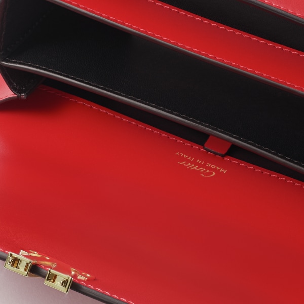C de Cartier肩背包，迷你款 红色小牛皮，镀金装饰，红色珐琅