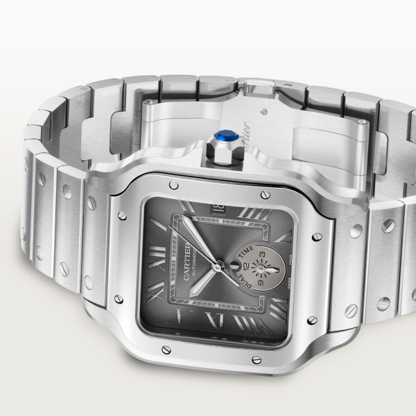 Santos de Cartier watch Large model, automatic, dual time zone, steel