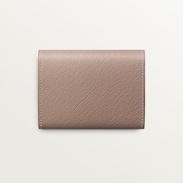 Mini wallet, C de Cartier Clay-coloured textured calfskin, golden finish