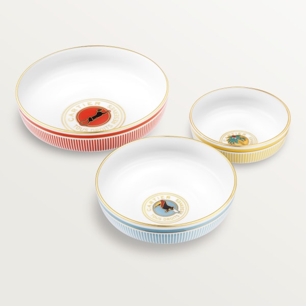 Set of three Cartier Characters bowls Porcelain