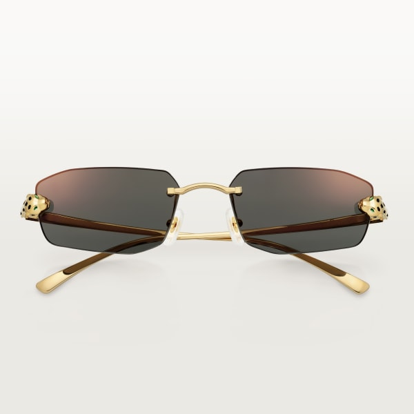 Panthère de Cartier Sunglasses Smooth golden-finish metal, grey lenses