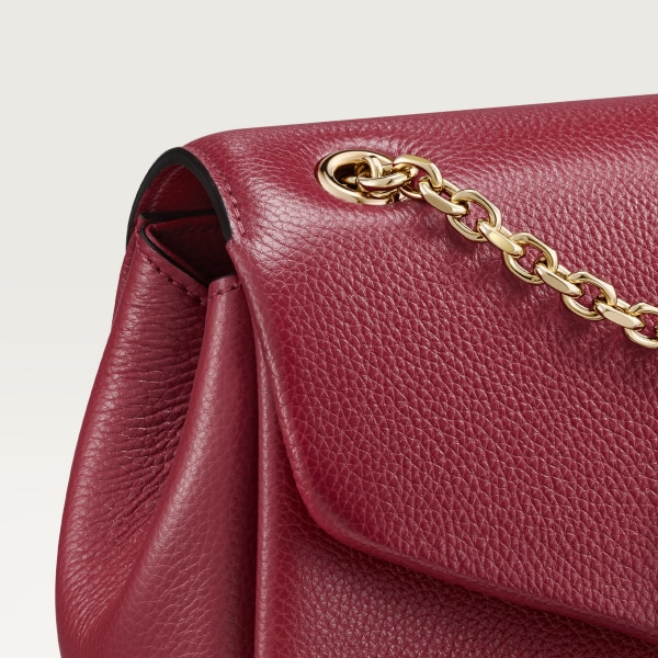 Chain bag mini, Panthère de Cartier Burgundy calfskin, golden finish
