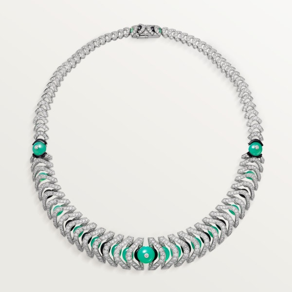 Geometry & Contrast necklace White gold, chrysoprase, onyx, diamonds