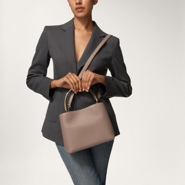 Medium model handle bag, Panthère Double de Cartier Clay-coloured grained calfskin