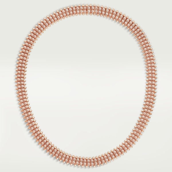 Clash de Cartier necklace, flexible, double, paved  Rose gold, diamonds
