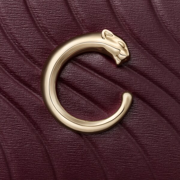 Card holder, Panthère C Grape calfskin, embossed Cartier signature motif, golden finish