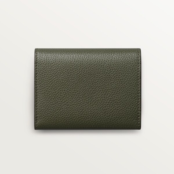 Wallet mini, Panthère Graphique de Cartier Green tea grained calfskin, golden finish