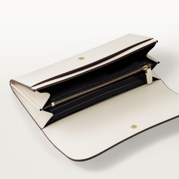 International wallet with flap, Panthère C de Cartier Salt white calfskin, golden finish