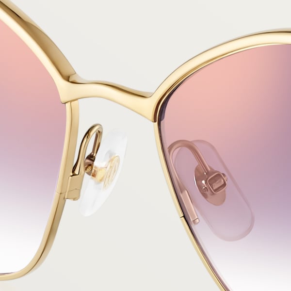 Panthère de Cartier Sunglasses Smooth golden-finish metal, purple lenses